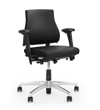 ESD Office Chair AES 2.1 Medium High Backrest Chair Leather Black ESD Hard Castors BMA Axia 2.1 Office Chairs Flokk - 530-2.1.ON-3AZ-AP-ESD-MANO-S-BLA-HC